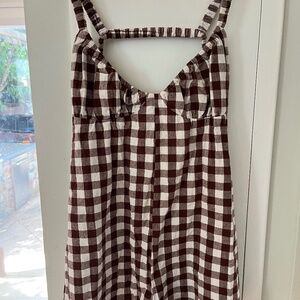 Princess Polly brown and white checkered Romper size 6